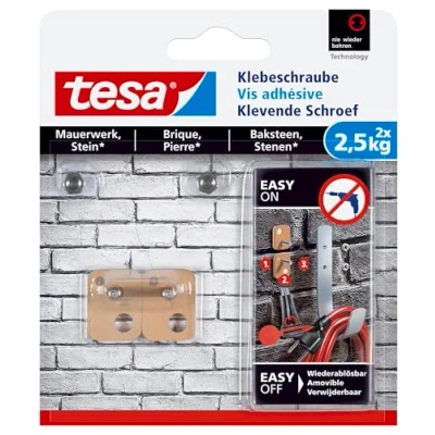 Afbeelding van tesa Klevende Schroef Rechthoekig voor Steen &amp; Baksteen 2,5kg, 2 stuks