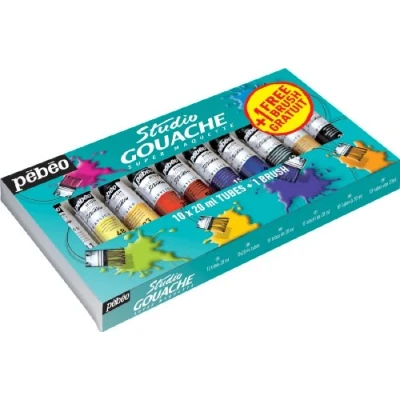 Afbeelding van Pebeo 230199 Gouache Studio beginnersset 10 tubes van 20 ml met penseel