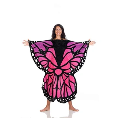 Afbeelding van Kanguru Butterfly Vlinder, superzacht, gezellig, pluizig, warm, fleece draagbare deken microvezel, volwassen maat, polyester, roze, blauw, zwart, 120 x cm