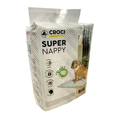 Afbeelding van Croci Super Nappy Daisy Hygiënische matten voor honden, 84 x 57 cm, 30 stuks, spanten honden en huisdieren, pipi hond kat, ultra absorberend, geurremmend geparfumeerd
