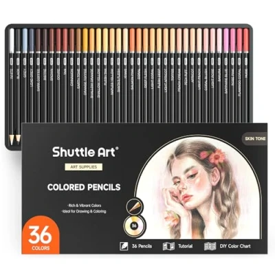 Afbeelding van Shuttle Art 36 Skin Tone Kleurpotloden Set, Huidkleur voor Volwassen Kleurpotloden, Zachte Kern Tekening Potloden Kinderen Kunstenaars Beginners Tekenen