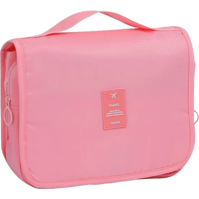 Afbeelding van Homiefy toilettas Dames Make up tasje met haak Ophangbare hangend Reis Roze