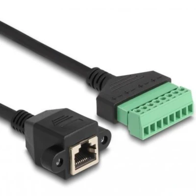 Afbeelding van Delock RJ45 Kabel Cat.6 Buchse zu Terminalblock Adapter zum Einbau 2 m