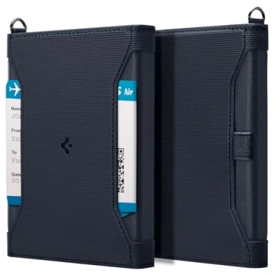 Afbeelding van Spigen Paspoorthoes met RFID Blokkering en Simkaartpin Paspoort Holder Gemaakt van kunstleer Marineblauw