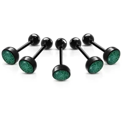 Afbeelding van Aramat Jewels Tongpiercings Bioplast Tongpiercing met Dierenhuid Motief Spots Fel Groen