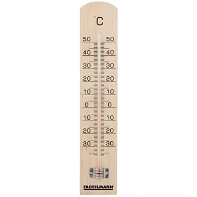 Afbeelding van Fackelmann thermometer TECNO, voor binnen en buiten, analoge temperatuurweergave (kleur: bruin/zwart), hoeveelheid: 1 stuk, ca. 25 x 1,5 5 cm