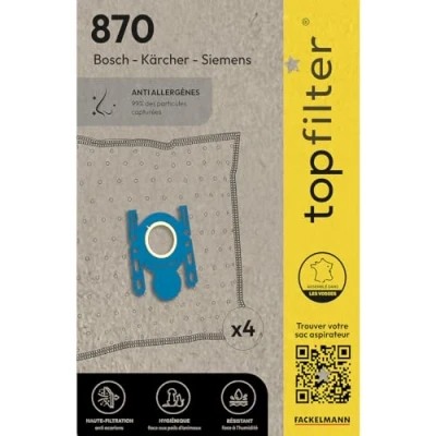 Afbeelding van Top Filter Stofzuigerzakken 64870 Pack van 3 Fleece, 30 x 26 0,1 CM
