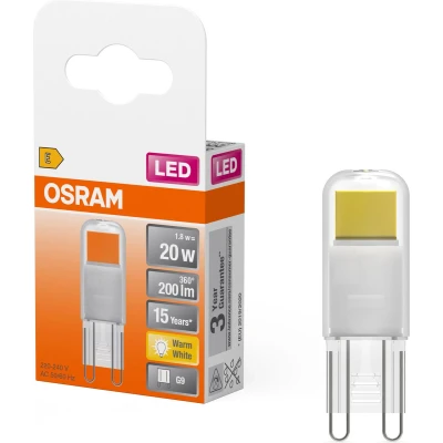 Afbeelding van OSRAM LED PIN lamp made of clear coloured glass, with 1.8 W for 200 lm, warm white light 2,700 K, multicolour, G9 retrofit plug in base, CRI 80, EEK E, 15 mm diameter.