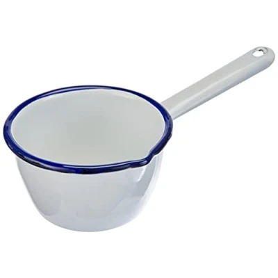 Afbeelding van Ibili steelpan Blanca conisch 10 cm in wit/blauw, staal
