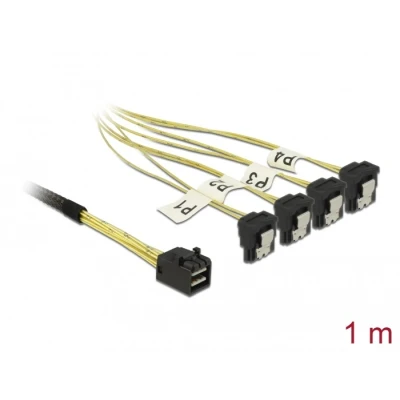 Afbeelding van Delock 85685 Kabel Mini SAS HD SFF 8643 &gt; 4 x SATA 7 Pin haaks 1 m