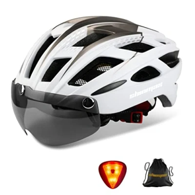 Afbeelding van Shinmax Fietshelm, Fietshelm met Afneembare Veiligheidsbril Vizierschild voor Dames, Mountain en Racefietshelm Verstelbare Veiligheidsbescherming, Skateboarden, Ski &amp; Snowboard