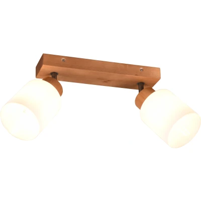 Afbeelding van Reality LED Plafondspot Plafondverlichting E14 Fitting 2 lichts Rechthoek Bruin Hout