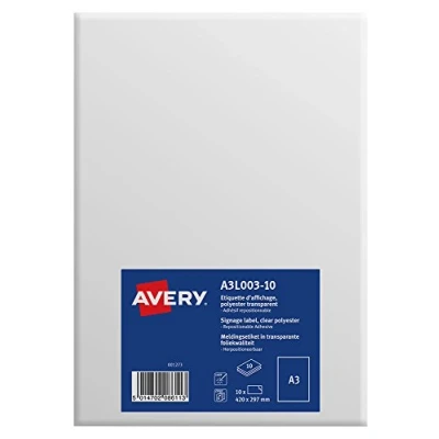 Afbeelding van AVERY 10 zelfklevende etiketten, A3 (420 x 297 mm) laserafdrukken