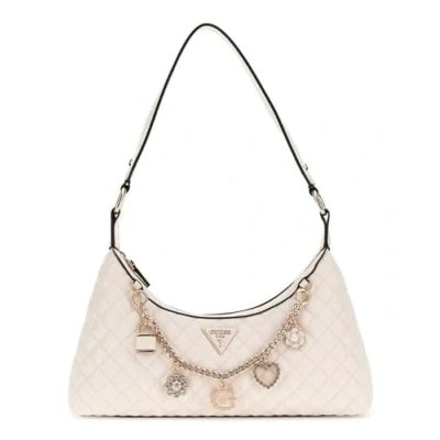 Afbeelding van GUESS schoudertas Everlee Top Zip Shoulder Bag Cream White crème