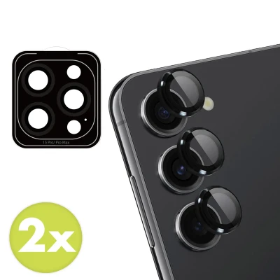 Afbeelding van 2 Pack Screenprotectors Samsung Galaxy S23 FE: iMoshion Camera lens protector Glas Zwarte randen