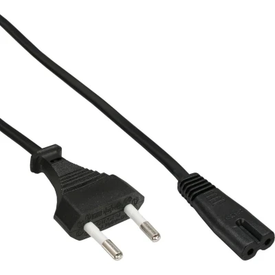 Afbeelding van C7 (recht) CEE 7/16 stroomkabel 2x 0,75mm / zwart 3 meter