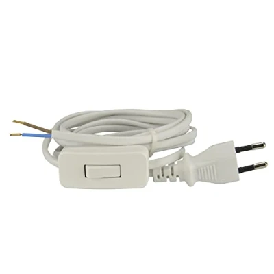 Afbeelding van UNITEC Euro voedingskabel met snoerschakelaar, H03VVH2 F 2 x 0,75 mm², ingebouwde Eurostekker, IP20, m, wit