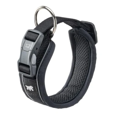 Afbeelding van Ferplast Hondenhalsband GENIUS C20/43, reflecterend, ademend, verstelbaar, snelsluiting, magnetische sluiting, halsband voor middelgrote honden, zachte voering, zwart