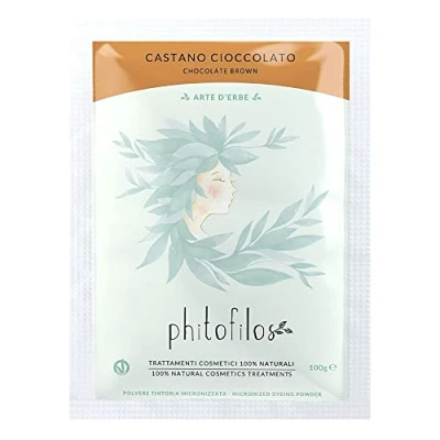 Afbeelding van Phitofilos henna natuurlijke haarverf Chocolade bruin biologische en kruiden 100gr