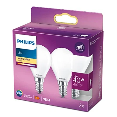 Afbeelding van Philips Lighting 77771500 LED lamp Energielabel F (A G) E14 Kogel 4.3 W = 40 Warmwit (Ø x l) 4.5 cm 8.2 2 stuk(s)