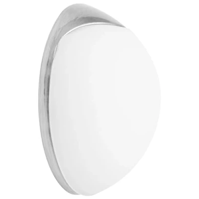 Afbeelding van WAGNER Design muur deurstopper SCREW OR GLUE/schroef of lijm diameter Ø 38 x 15 mm, geborsteld metaal, inox look, thermoplastisch rubber, wit, designprijs 15513011