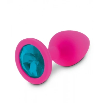 Afbeelding van Roze Siliconen Buttplug met Blauwe Diamant S