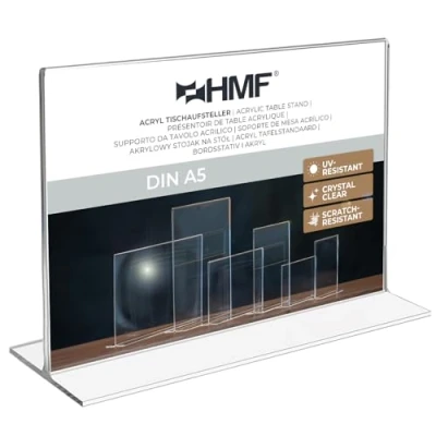 Afbeelding van HMF 46924 acryl tafelstandaard dubbele aankondiging DIN A5 liggend formaat transparant