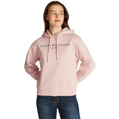 Afbeelding van Tommy Hilfiger CORP LOGO Hoodie Sweater, Dames, Maat: XXL, Foggy pink