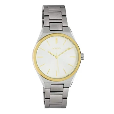 Afbeelding van OOZOO Timepieces Zilver/goudkleurige horloge met zilverkleurige roestvrijstalen armband C10526
