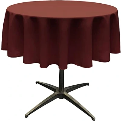 Afbeelding van LA Linen Polyester Poplin Rond tafelkleed, 58 inch, Bordeaux