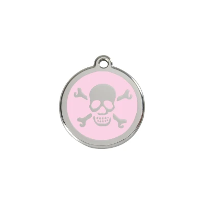 Afbeelding van Cross Bone Pink roestvrijstalen hondenpenning small/klein dia. 2 cm RedDingo