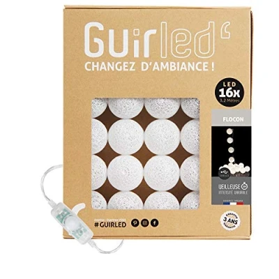 Afbeelding van Guirled LED katoenen ballen lichtketting USB Baby nachtlampje 2h Dual 2A voeding inbegrepen 3 intensiteiten 16 1.6m Flocon