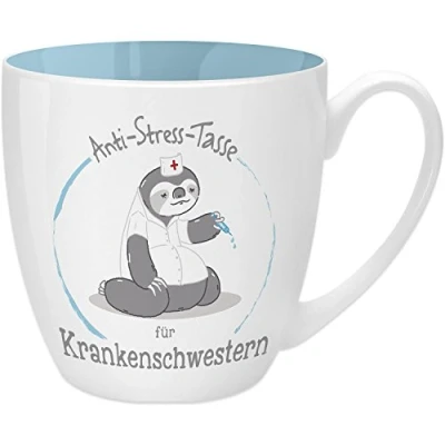 Afbeelding van GRUSS &amp; CO Anti stress Mok met motief &quot;Verpleegster&quot; spreuk, 45 cl, New Bone China, geschenk dank u, 45494