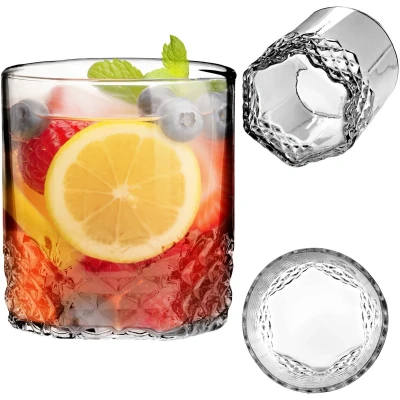 Afbeelding van KADAX Drinkglazen, transparante waterglazen met versterkte bodem, dikwandige sapglazen, geribbelde glazen, drinkglas (laag, 330 ml, set van 6)