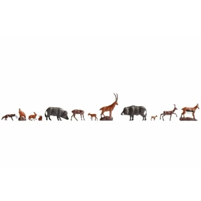 Afbeelding van NOCH® Figuurset &quot;bosdieren&quot;, 12 handbeschilderde diermodellen voor de modelbouw H0 spoor in 1:87 (ca. 2 cm hoog) perfect bosscènes en diorama&#039;s