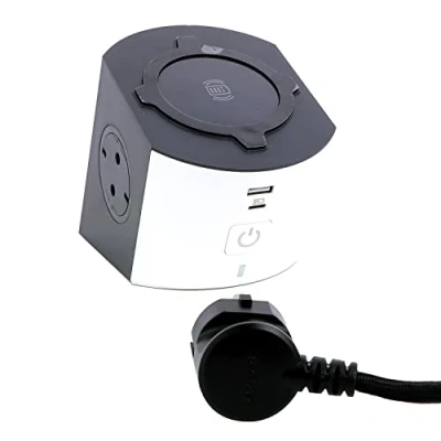 Afbeelding van Legrand inductie lader met usb a c 2x2p 2m snoer taupe donkergrijs 694506