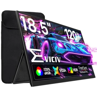 Afbeelding van Draagbare monitor 18,5 Inch 120Hz, EVICIV USB C Display oogbescherming beeldscherm 1080p Full HD met verstelbare standaard Mini HDMI Type voor laptop, pc, telefoon, PS4/5