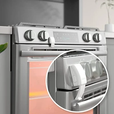 Afbeelding van EUDEMON 1 Pack Bijgewerkt Oven Front Lock, Kindveilige Deurslot, Eenvoudig te installeren en gebruiken Duurzaam Hittebestendig Materiaal Geen Gereedschap Nodig of Boor (Wit)