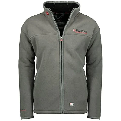 Afbeelding van Geographical Norway UBOLT MEN Mannen Polar Fleece Lange Mouw Comfort Comfortabele Jas Warm Zweet Zip Collar Hoodie Pocket Ideaal Winter Outdoor Activiteiten GRIJS XL