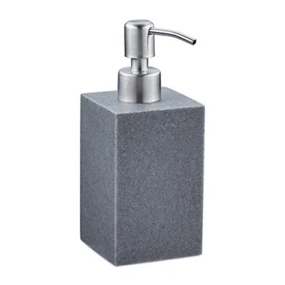 Afbeelding van Relaxdays zeeppompje aanrecht zeepdispenser vierkant handzeeppompje 300 ml pompje grijs