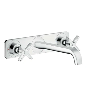 Afbeelding van Axor citterio e afbouwdeel 3 gats inbouw wastafelmengkraan met plaat voorsprong 220 mm chroom 36115000