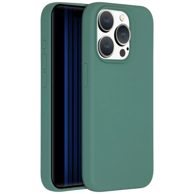 Afbeelding van Apple iPhone 15 Pro Hoesje Siliconen en TPU (zacht) Accezz Softcase/Backcover Donkergroen Telefoonhoesje