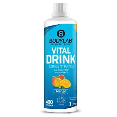 Afbeelding van Bodylab24 Vital Drink Concentrated Mango 1000ml, drinkconcentraat suikervrij, zero siroop, met vitaminen en l carnitine, sportdrank weinig calorieën