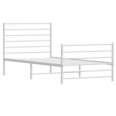 Afbeelding van Bedframe met hoofd en voeteneinde metaal wit 90x200 cm