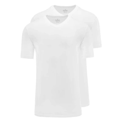 Afbeelding van RAGMAN Regular Fit T Shirt V hals Dubbel pak wit, Effen