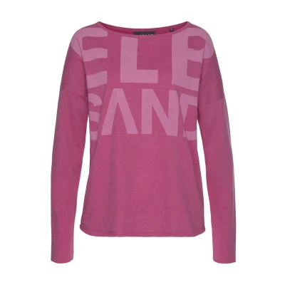 Afbeelding van Elbsand Shirt met lange mouwen Niola grote print op de voorkant, longsleeve van een katoenmix