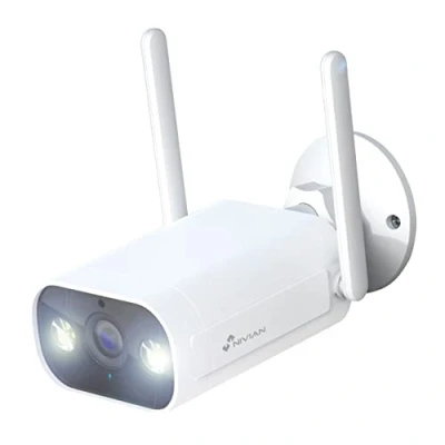 Afbeelding van NIVIAN Bullet wifi camera 2,4 GHz 2K resolutie geschikt voor buiten IP66 Detectiefunctie mensennachtzicht 10 m Compatibel met Alexa en Google Home Afstandsbediening Tuya App Wit