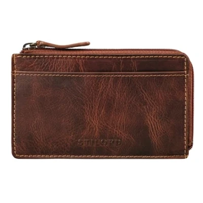 Afbeelding van STILORD &#039;Ano&#039; 3 in 1 Lederen Sleuteletui Mini Portemonnee en Kaart Etui Vintage Sleutel Tas Sleuteltasje met Geschenkverpakking Echt leder, Kleur:salerno bruin