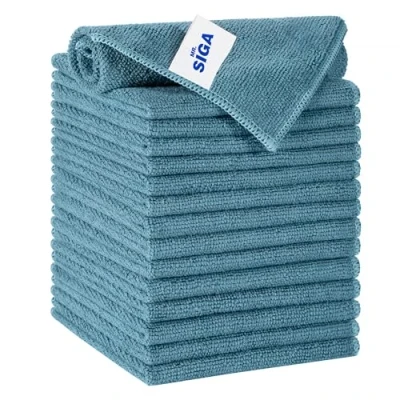 Afbeelding van MR.SIGA Microvezel Schoonmaakdoekje, Herbruikbare Microvezeldoekjes, Streepvrije Schoonmaakdoekjes voor Keuken, Badkamers, Ramen, Spiegels, Auto, Set van 15, Lichtgroen, 30 x cm (11,8 11,8 inch)