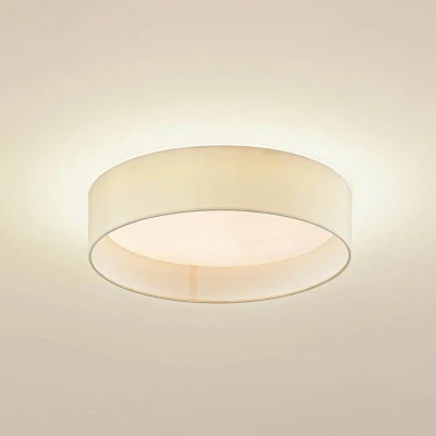 Afbeelding van Lindby LED plafondlamp CCT 1licht Stof, plastic, metaal H: 9.5 cm beige, wit Inclusief lichtbron